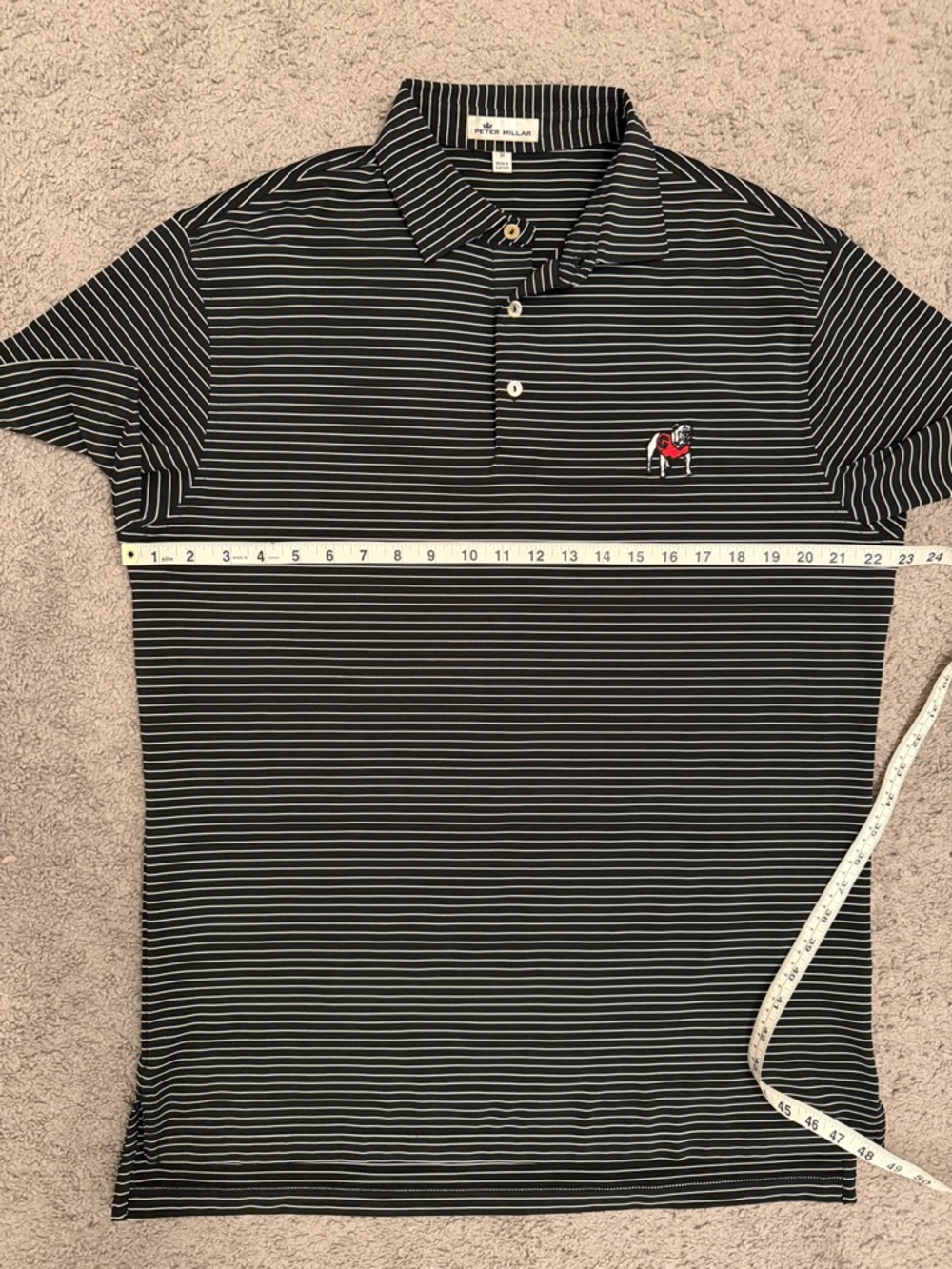 Peter Millar Georgia Bulldogs Polo Performance Material Size Medium Black White - Picture 3 of 4